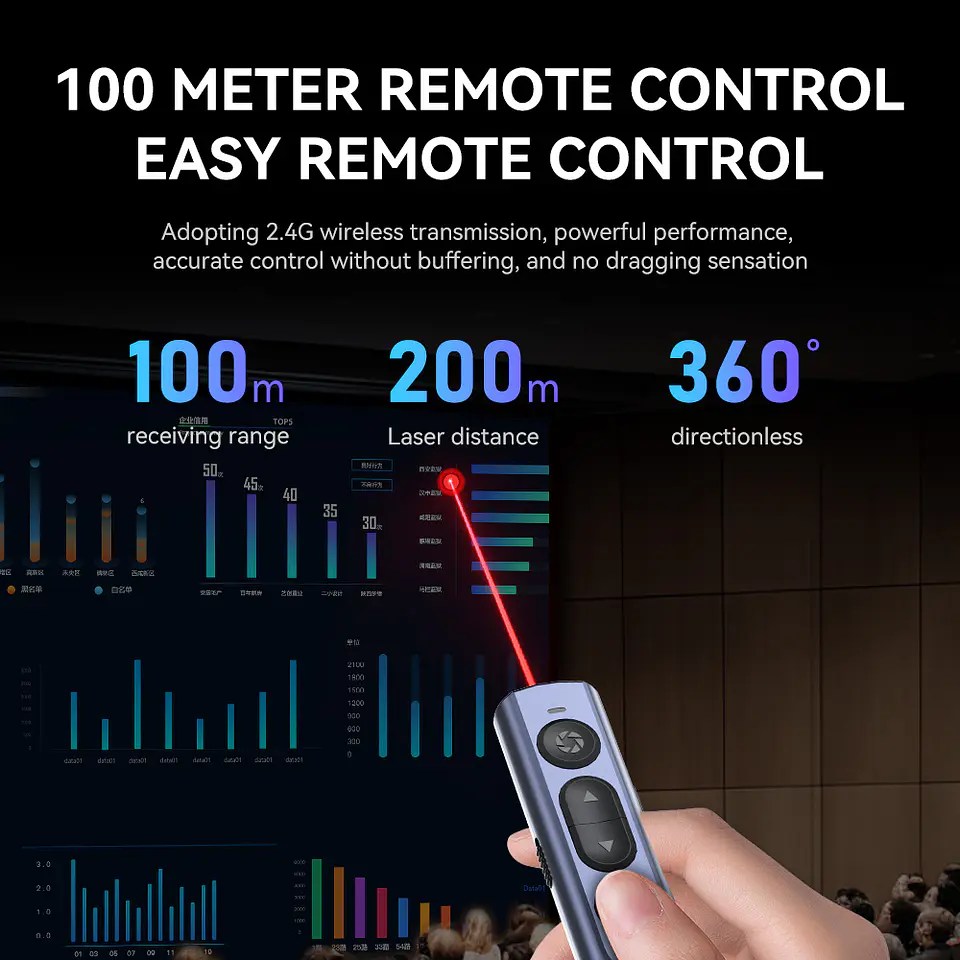 Puntero Láser Presentador VegGieg V-LP002 | Control PPT Inalámbrico | USB | 200 m Alcance 3