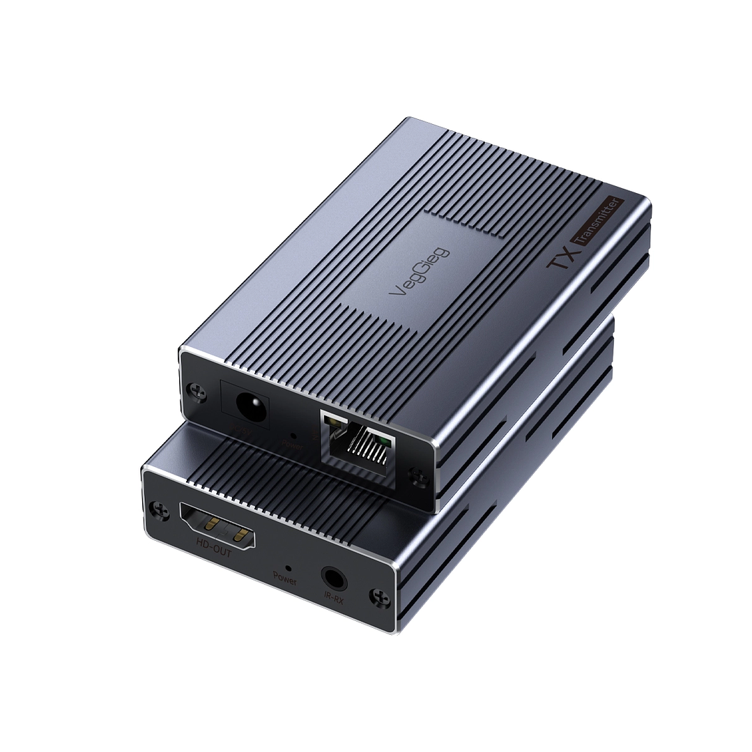 Extensor HDMI por Red 60 m VegGieg V-HE60 | HDMI a LAN Cat5e/6 | Full HD 1080p | Plug & Play 1