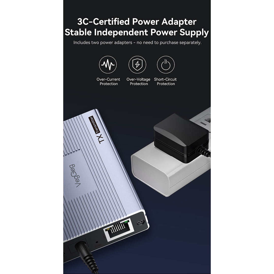 Extensor HDMI por Red 60 m VegGieg V-HE60 | HDMI a LAN Cat5e/6 | Full HD 1080p | Plug & Play 5