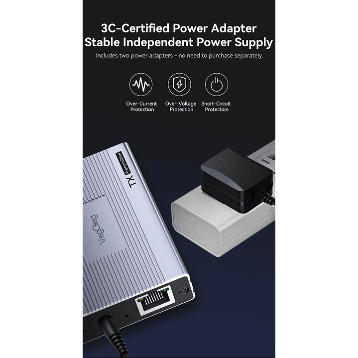 Extensor HDMI por Red 60 m VegGieg V-HE60 | HDMI a LAN Cat5e/6 | Full HD 1080p | Plug & Play 5