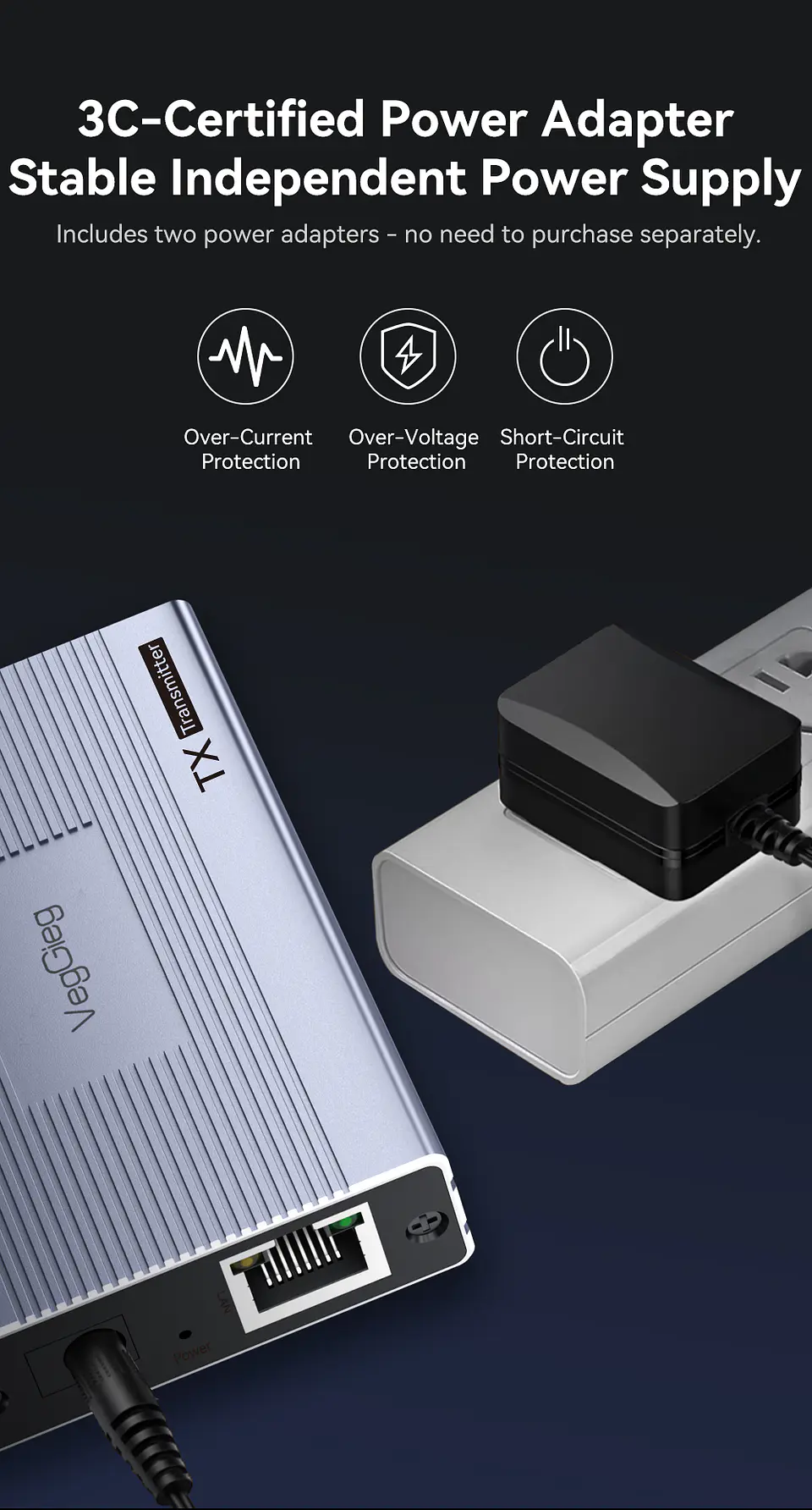 Extensor HDMI por Red 60 m VegGieg V-HE60 | HDMI a LAN Cat5e/6 | Full HD 1080p | Plug & Play 5