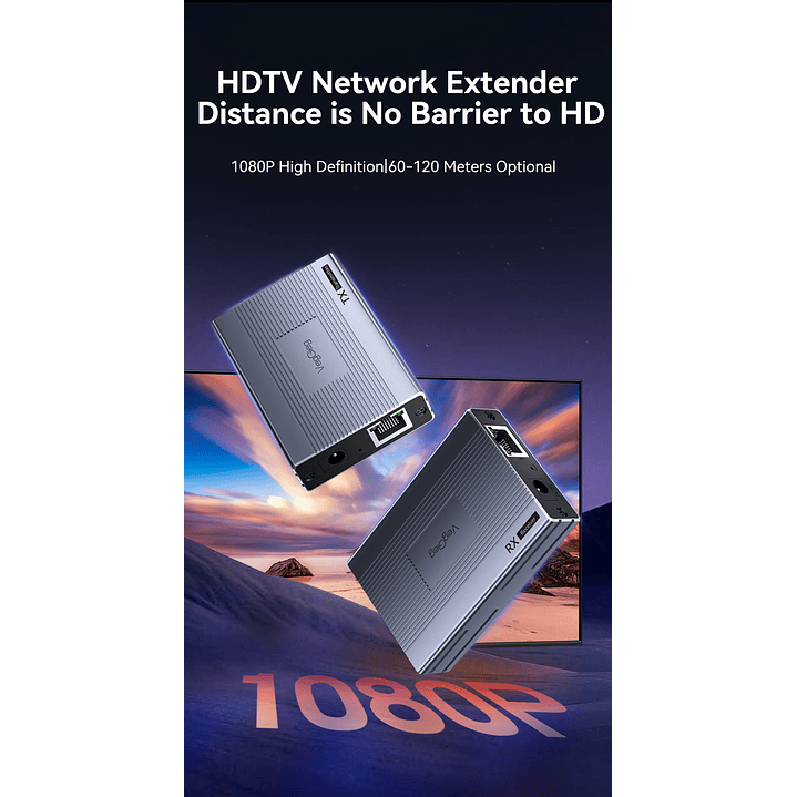 Extensor HDMI por Red 60 m VegGieg V-HE60 | HDMI a LAN Cat5e/6 | Full HD 1080p | Plug & Play 8