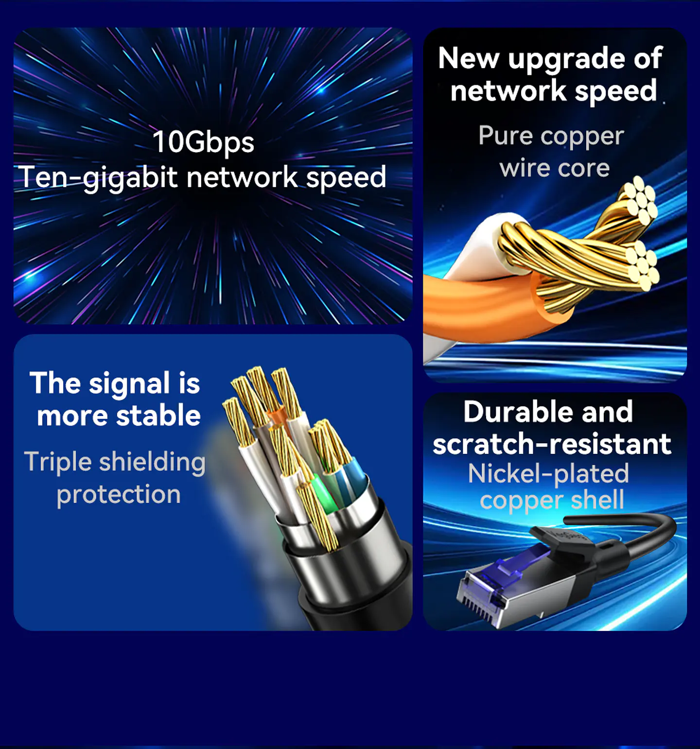 Cable de Red CAT7 10Gbps VegGieg  Blindado – Alta Velocidad Ethernet Gamer / Profesional 6