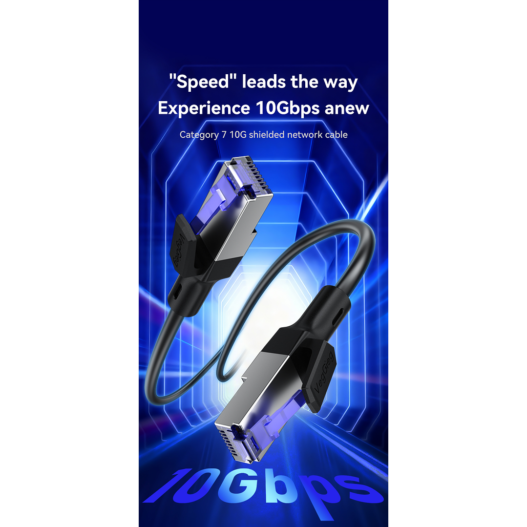Cable de Red CAT7 10Gbps VegGieg  Blindado – Alta Velocidad Ethernet Gamer / Profesional 3