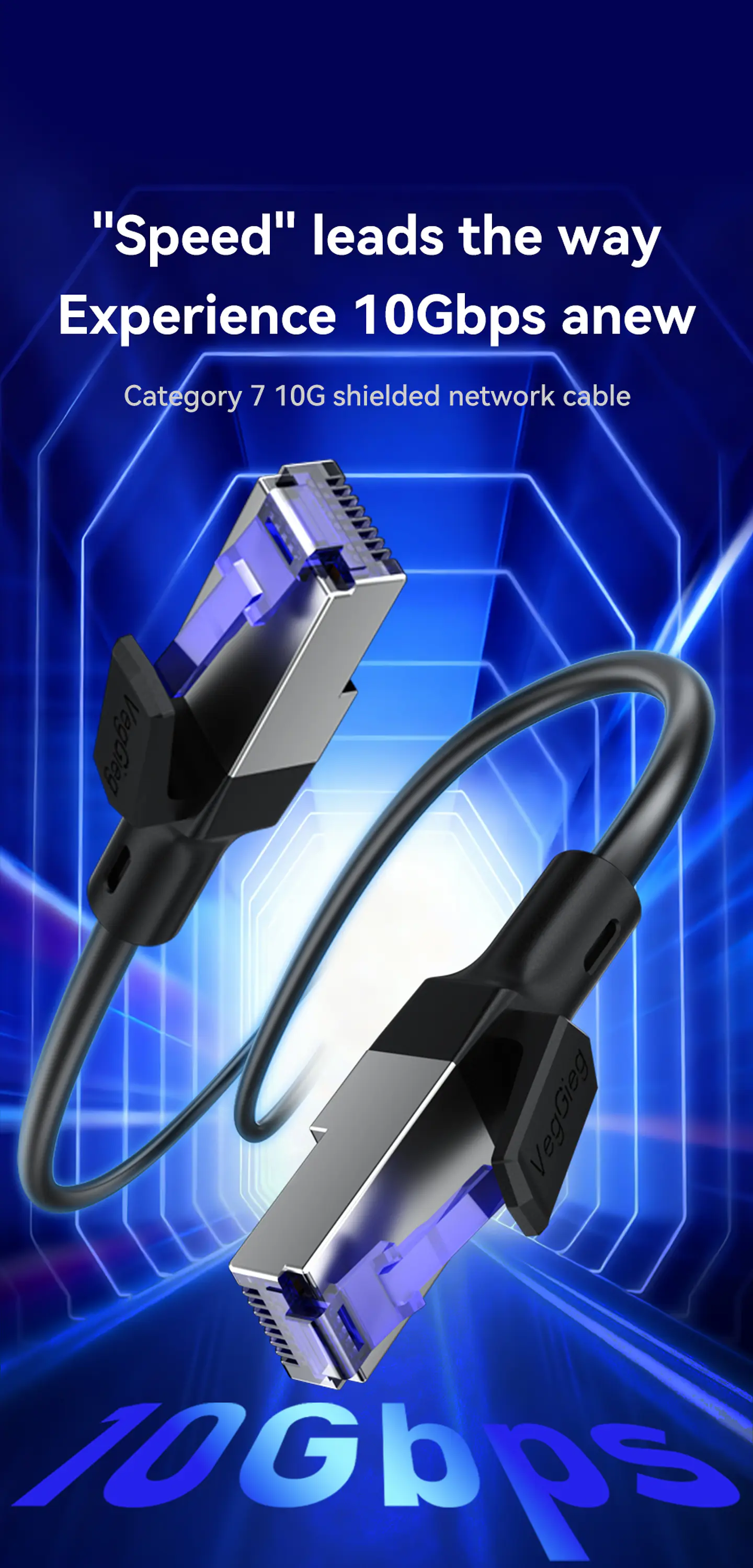 Cable de Red CAT7 10Gbps VegGieg  Blindado – Alta Velocidad Ethernet Gamer / Profesional 3