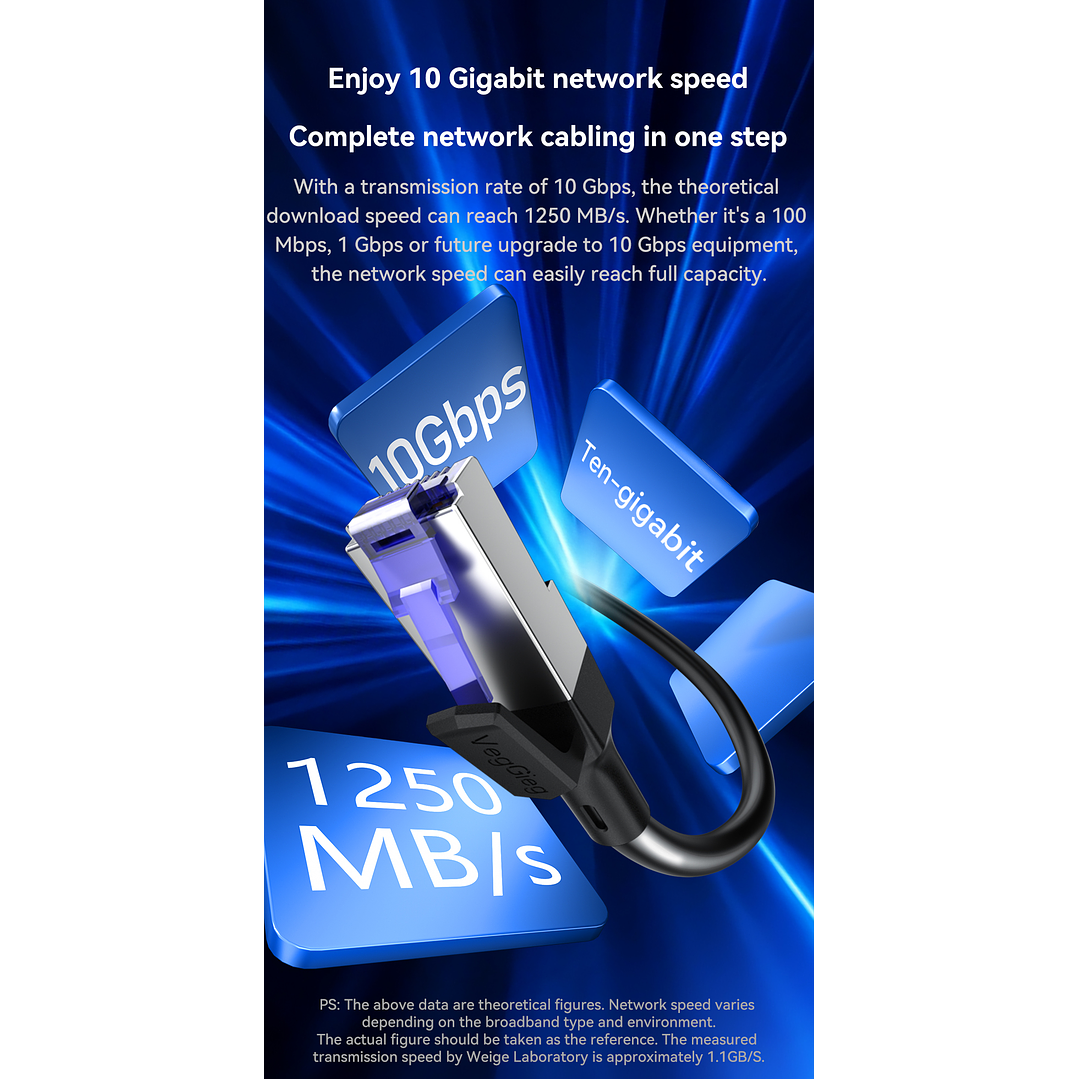 Cable de Red CAT7 10Gbps VegGieg  Blindado – Alta Velocidad Ethernet Gamer / Profesional 4