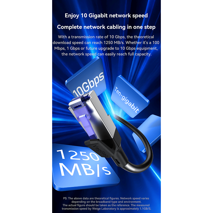 Cable de Red CAT7 10Gbps VegGieg  Blindado – Alta Velocidad Ethernet Gamer / Profesional 4