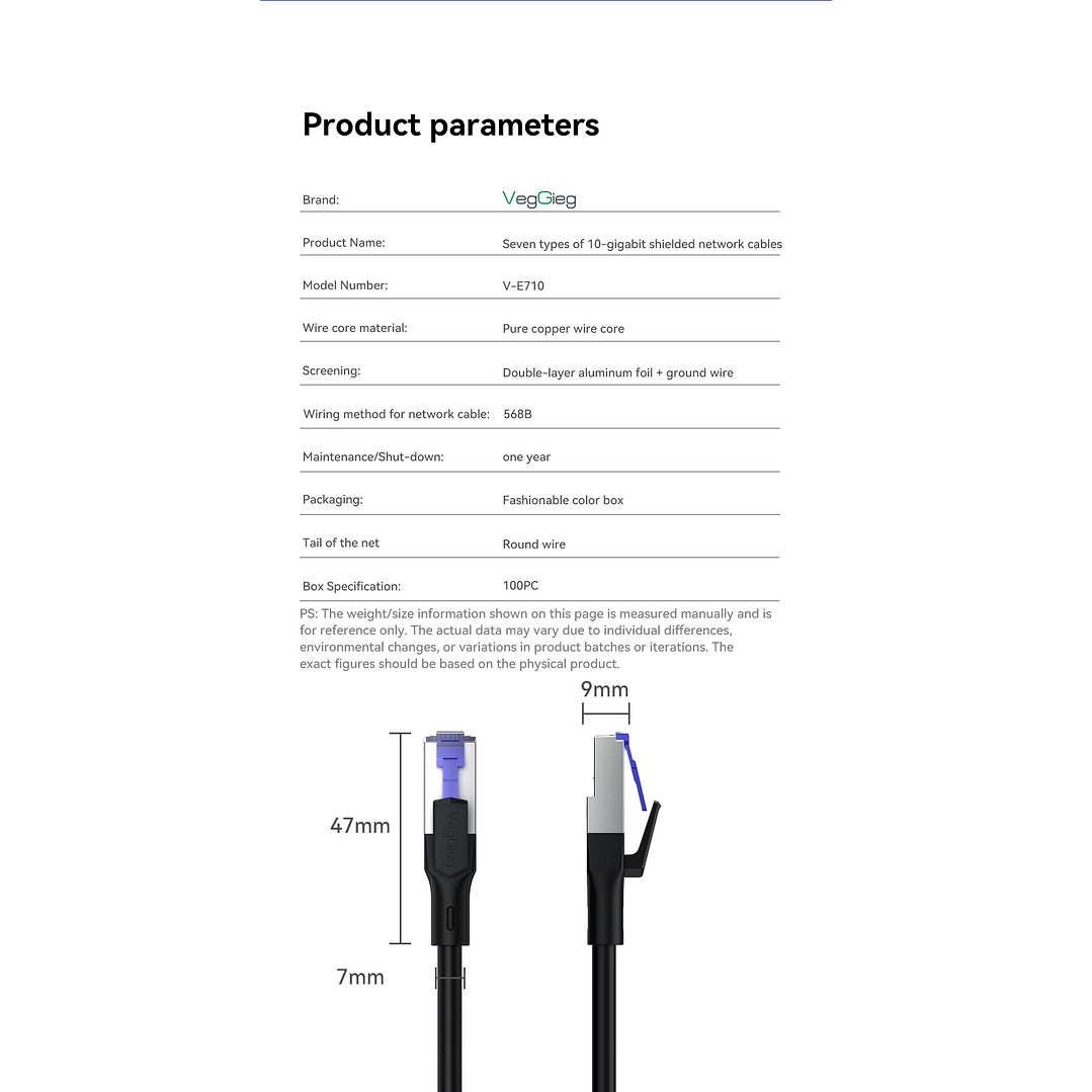 Cable de Red CAT7 10Gbps VegGieg  Blindado – Alta Velocidad Ethernet Gamer / Profesional 13