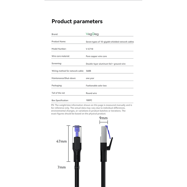 Cable de Red CAT7 10Gbps VegGieg  Blindado – Alta Velocidad Ethernet Gamer / Profesional 13