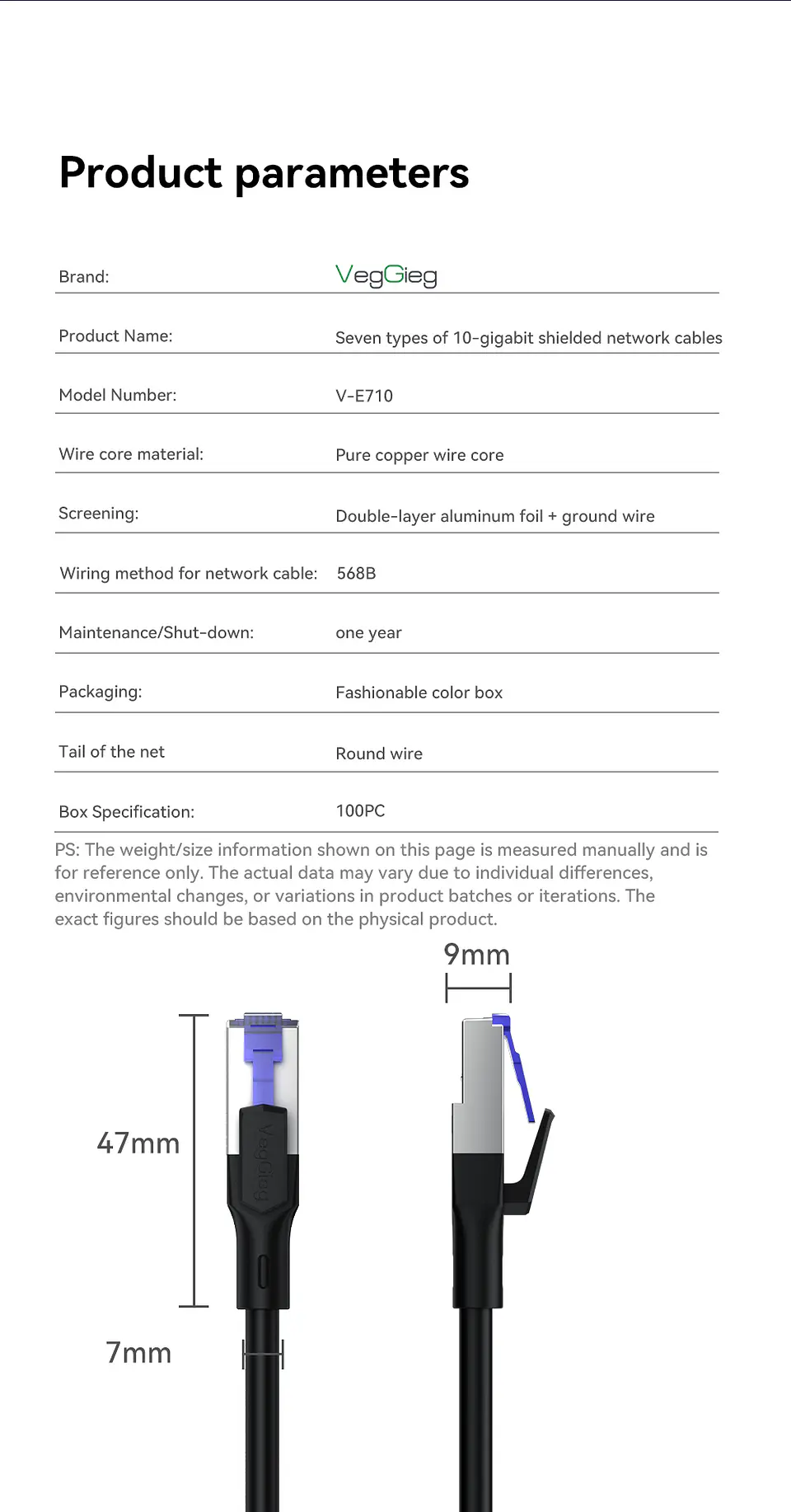 Cable de Red CAT7 10Gbps VegGieg  Blindado – Alta Velocidad Ethernet Gamer / Profesional 13