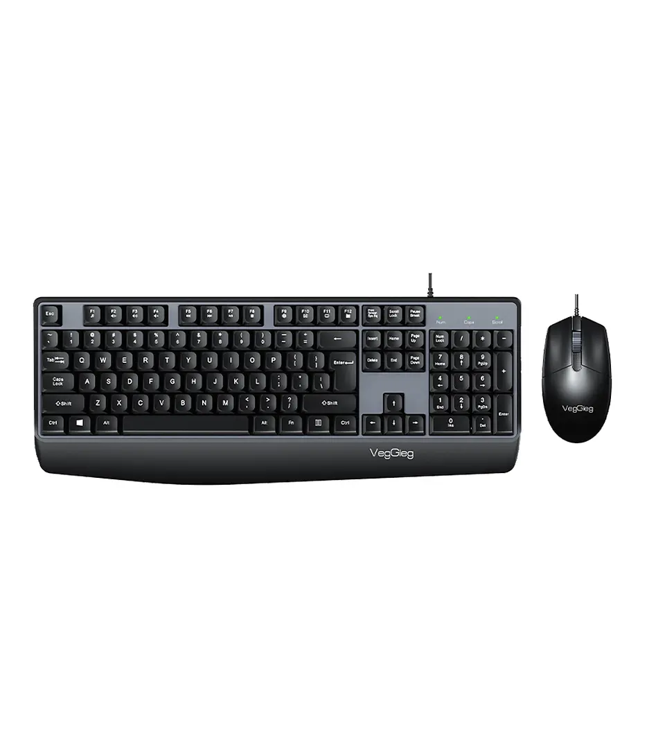 Combo Teclado + Mouse USB VegGieg MK500A – Kit Computador Oficina Plug & Play 1