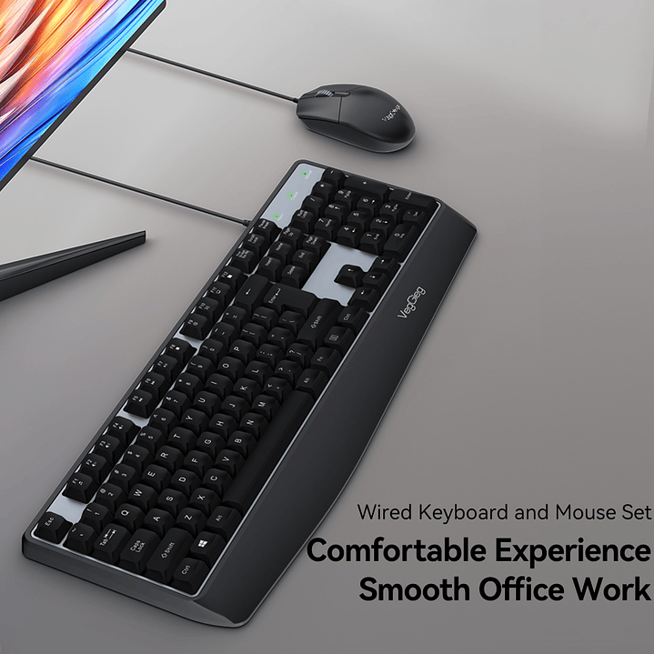 Combo Teclado + Mouse USB VegGieg MK500A – Kit Computador Oficina Plug & Play 2