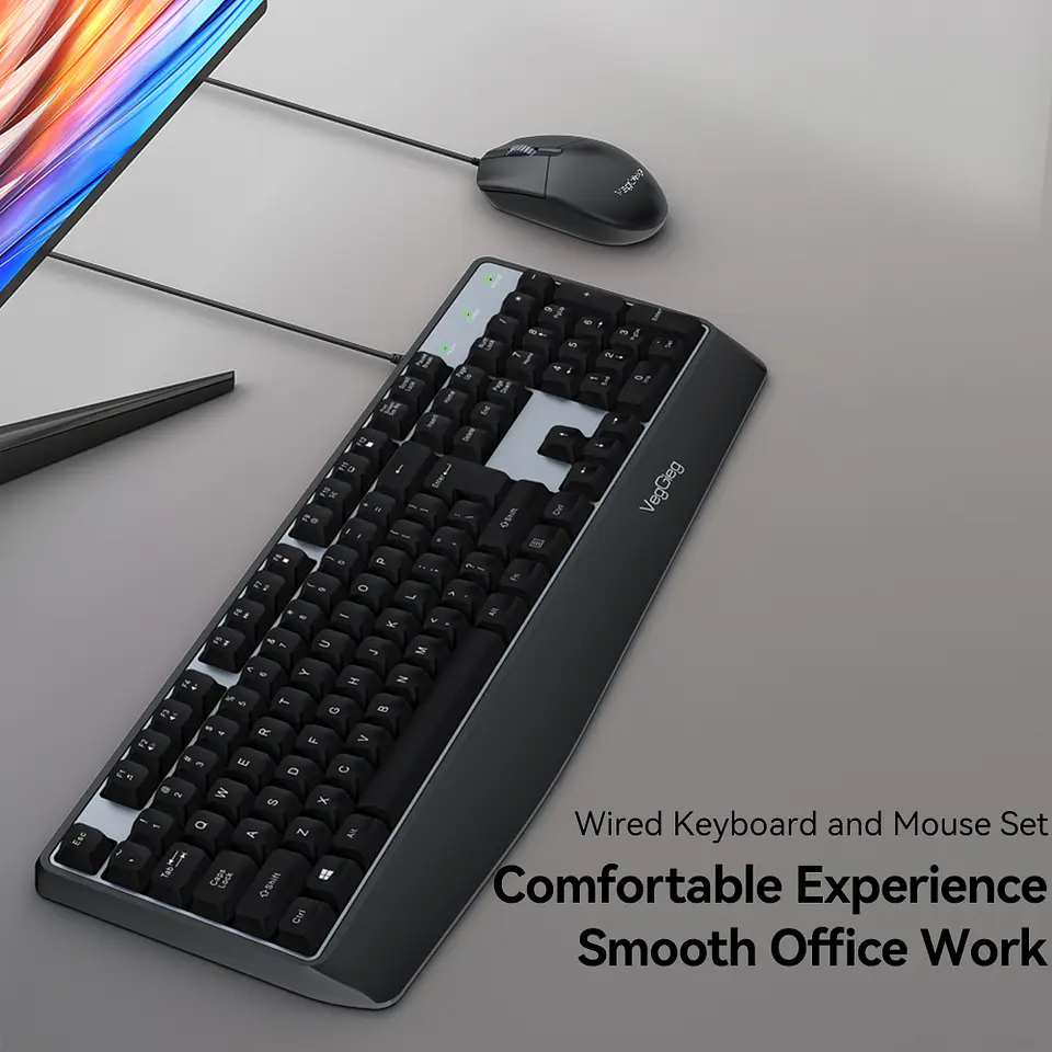 Combo Teclado + Mouse USB VegGieg MK500A – Kit Computador Oficina Plug & Play 2