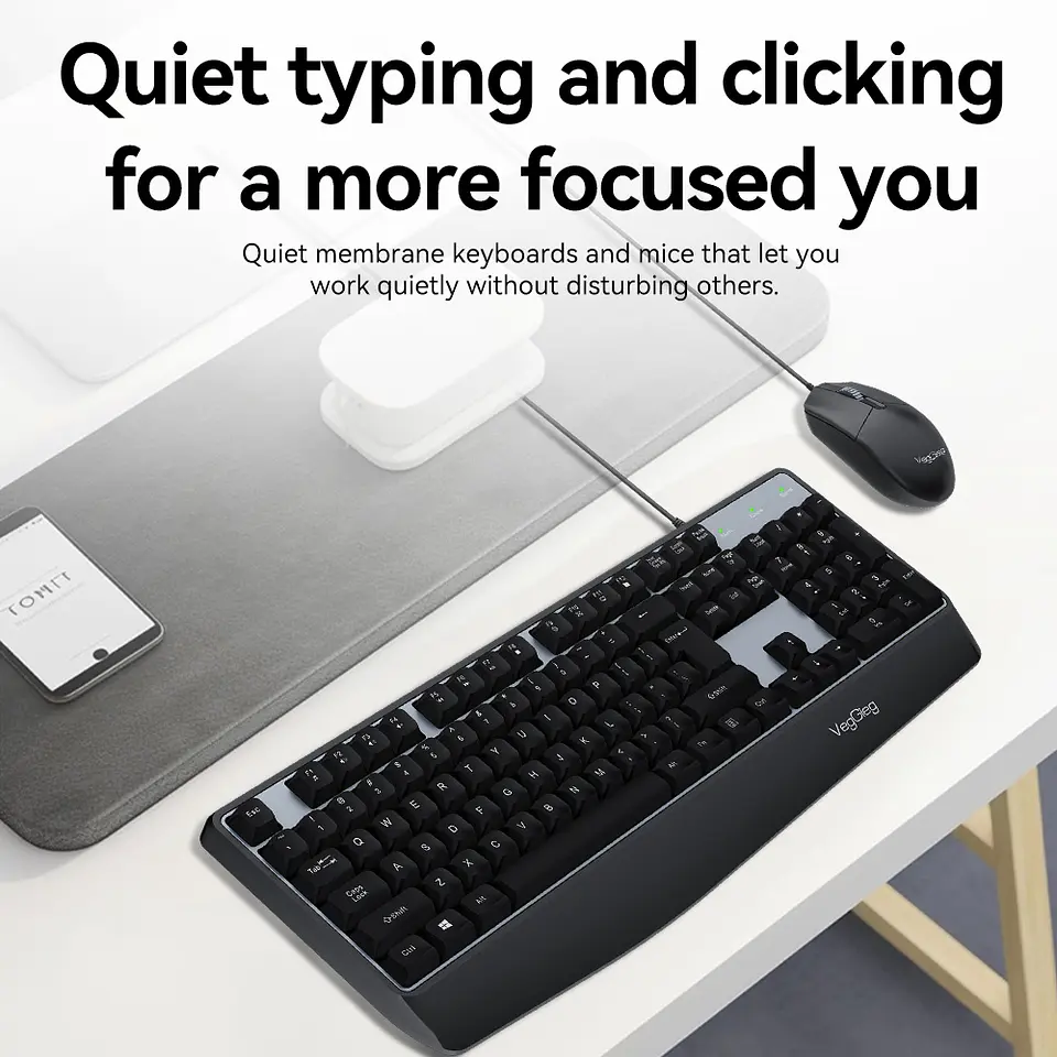 Combo Teclado + Mouse USB VegGieg MK500A – Kit Computador Oficina Plug & Play 5