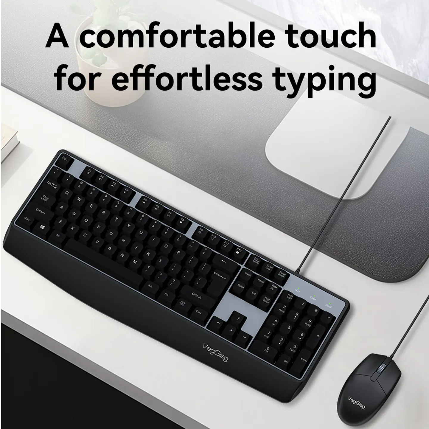 Combo Teclado + Mouse USB VegGieg MK500A – Kit Computador Oficina Plug & Play 6