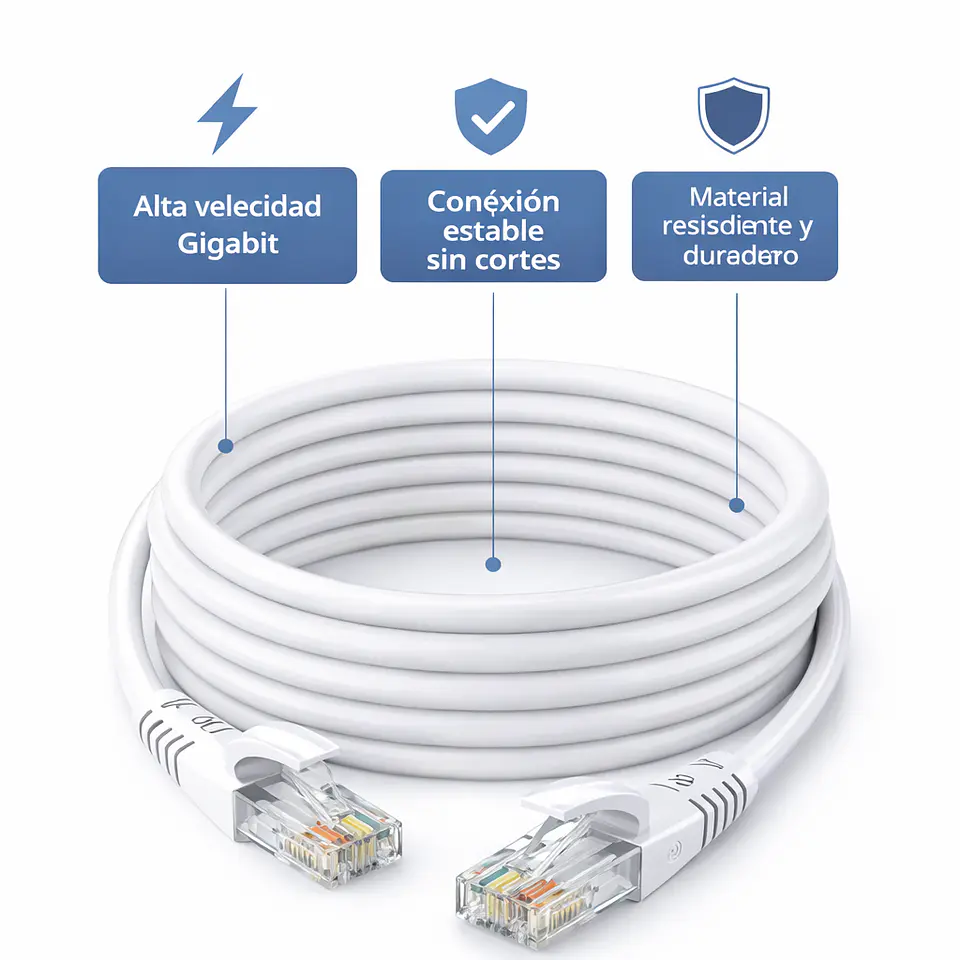 Cable Red Cat6 Ethernet Alta Velocidad Gaming Camara Oficina 100% Cobre Internet Xbox Streaming Router 2