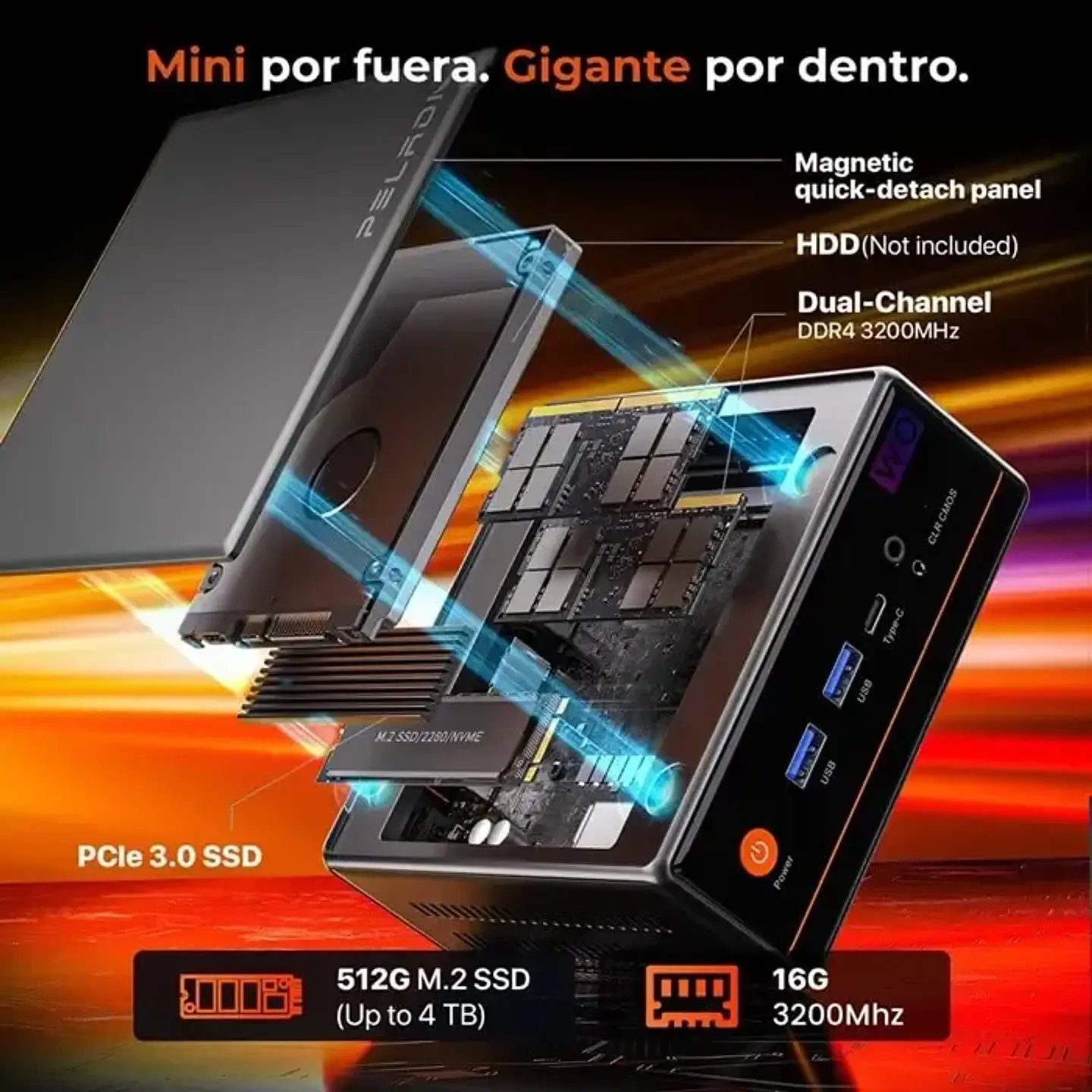 Mini PC Ryzen 5 5600H 16GB RAM 512GB SSD Windows Wifi Bluetooth HDMI Oficina Empresa Rapido Computador Compacto Escritorio Negocio Multitarea Bajo Consumo Alto Rendimiento 3