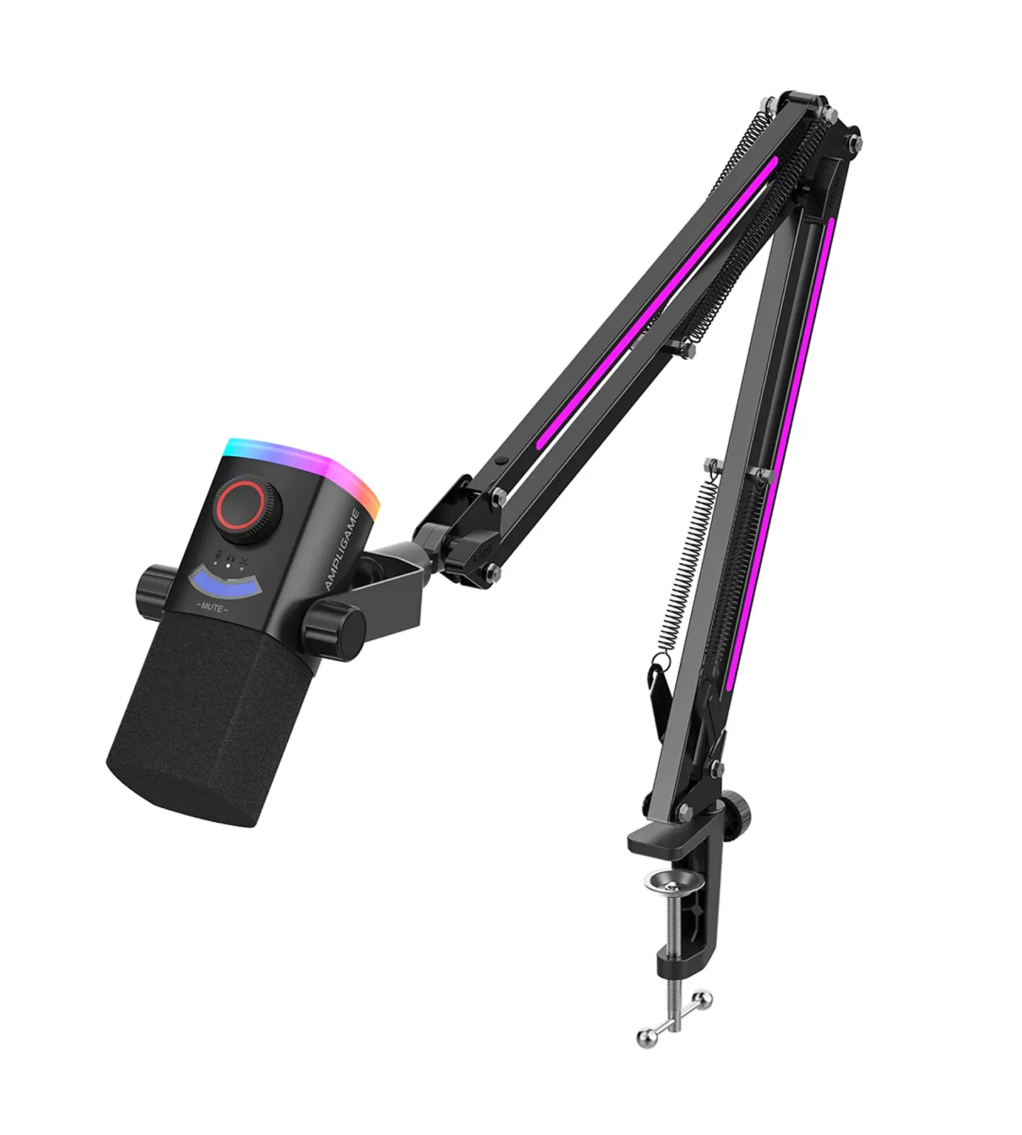 Microfono Fifine AM8PROT USB XLR Dinamico RGB Con Brazo Podcast Streaming Gaming YouTube Twitch TikTok Cardioide Monitoreo Tiempo Real PC PS5 Estudio Profesional 1