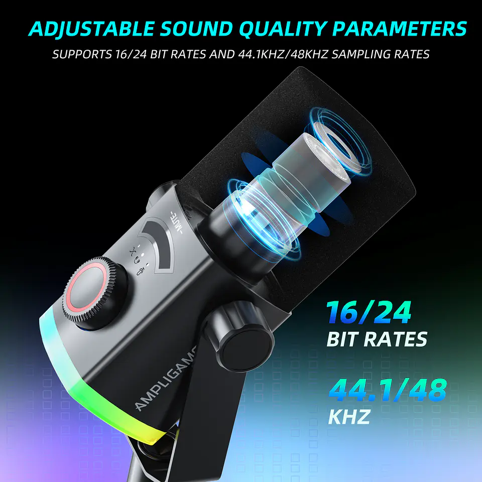 Microfono Fifine AM8PROT USB XLR Dinamico RGB Con Brazo Podcast Streaming Gaming YouTube Twitch TikTok Cardioide Monitoreo Tiempo Real PC PS5 Estudio Profesional 14