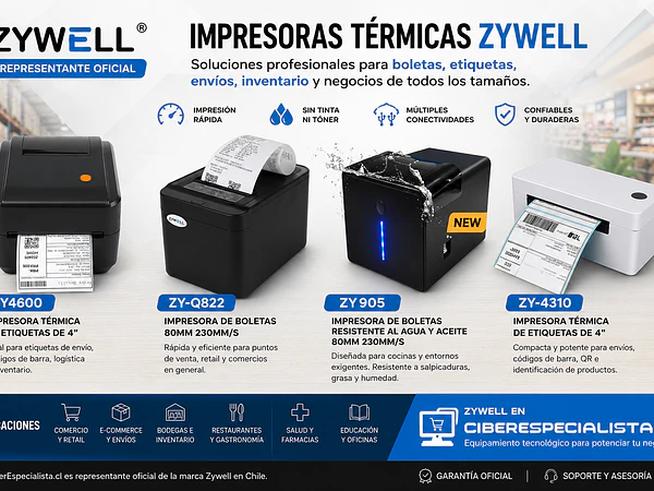 Impresoras Térmicas Zywell para Boletas y Etiquetas | CiberEspecialista
