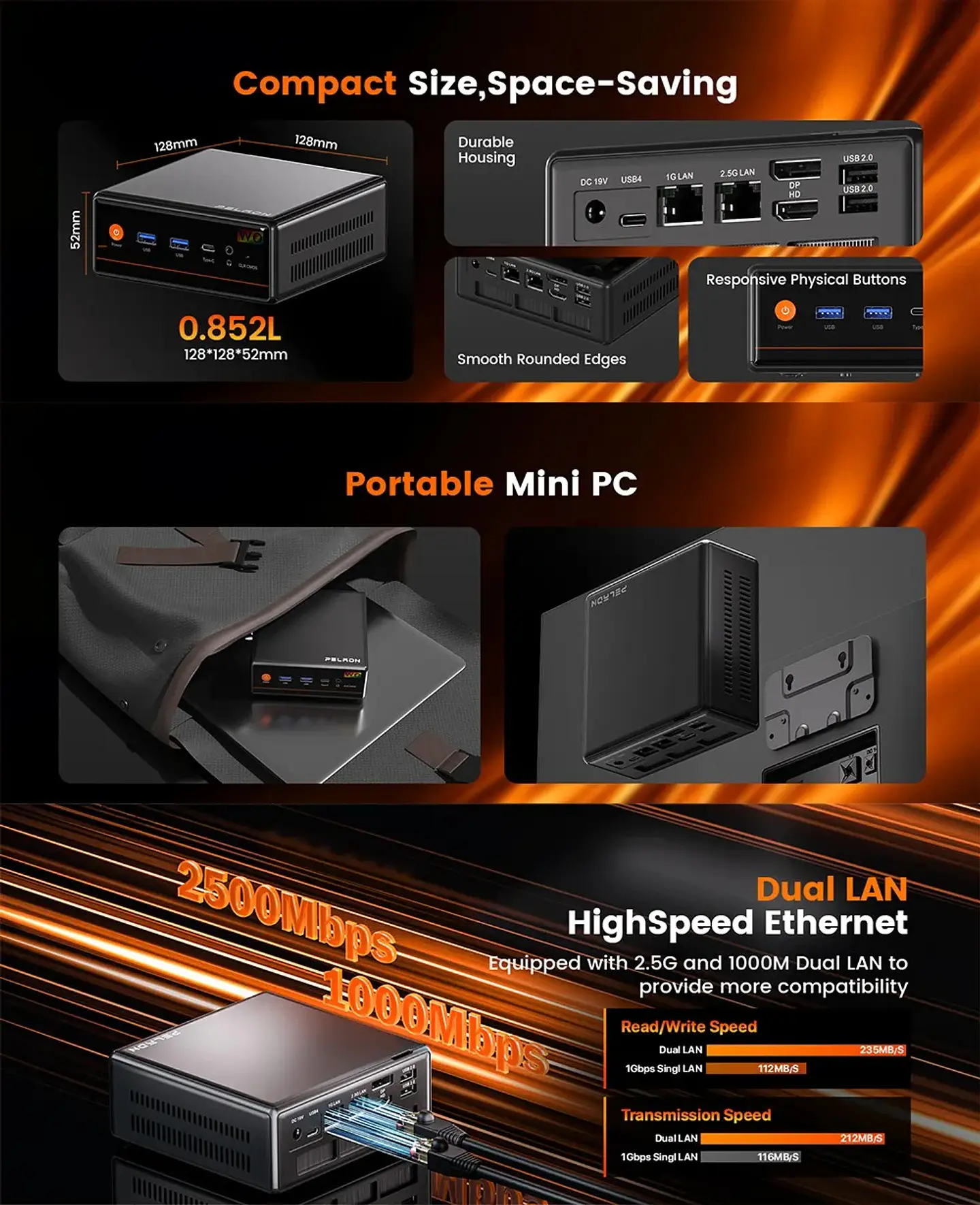 Mini PC PELADN WO4 Ryzen 5 7640HS | Alto Rendimiento en Formato Compacto 5