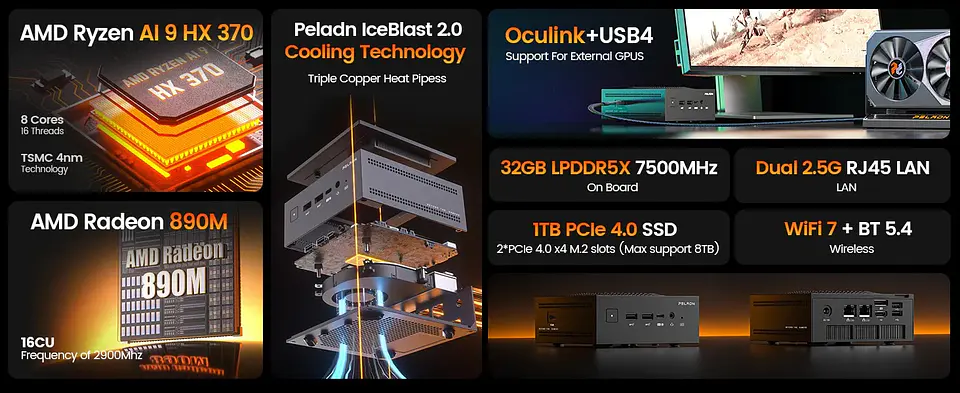 Mini PC PELADN HO5 HX370 Ryzen AI 9 | Potencia Premium con Inteligencia Artificial 5