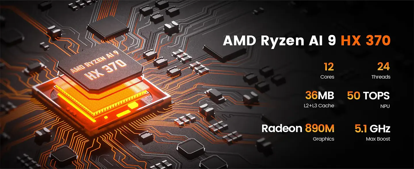 Mini PC PELADN HO5 HX370 Ryzen AI 9 | Potencia Premium con Inteligencia Artificial 6