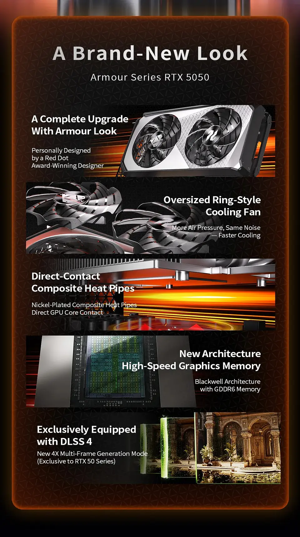 Tarjeta Gráfica PELADN GeForce RTX 5050 8GB GDDR6 ARMOUR | Rendimiento RTX 50 para Gaming y Creación 9