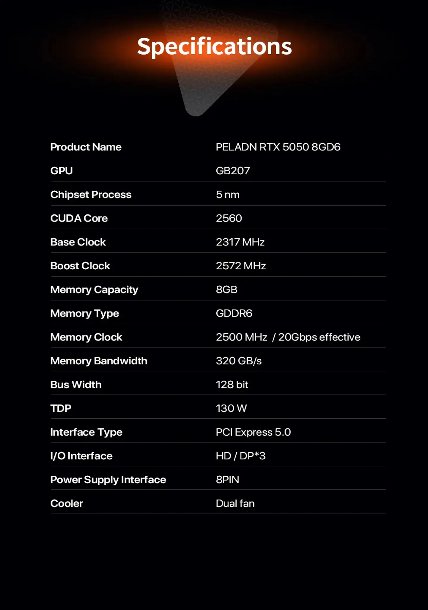 Tarjeta Gráfica PELADN GeForce RTX 5050 8GB GDDR6 ARMOUR | Rendimiento RTX 50 para Gaming y Creación 15