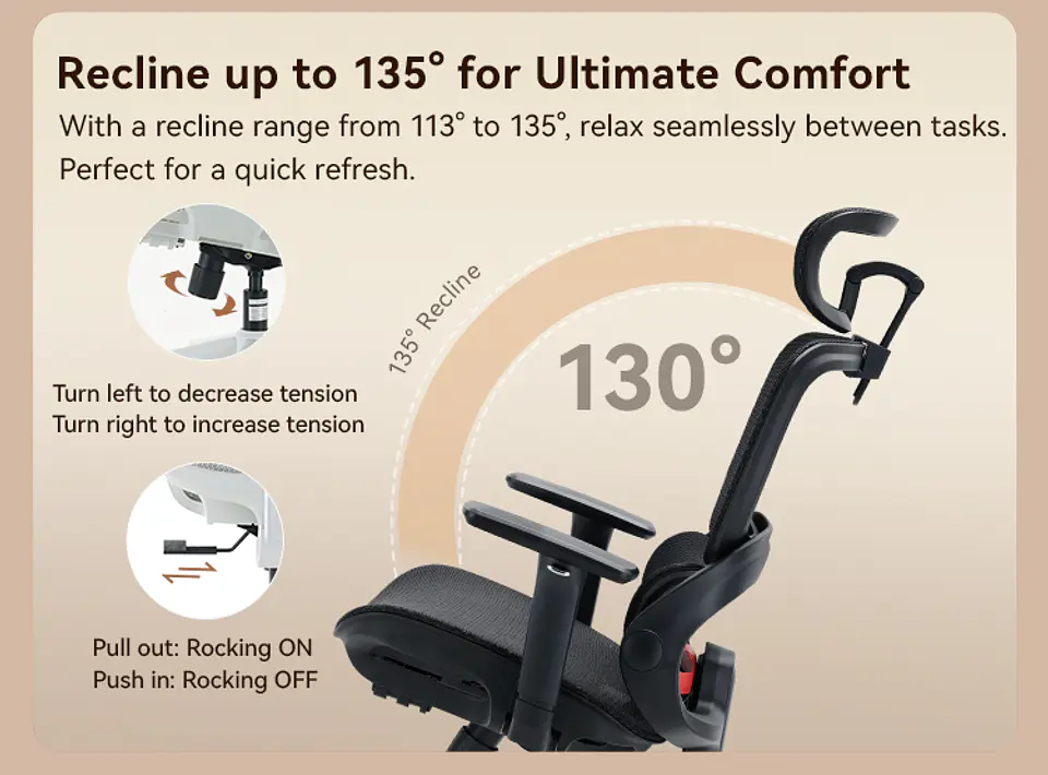 Silla Ergonómica SIHOO B100 Pro | Soporte Lumbar Flotante | Reclinable 135° | Reposabrazos 4D | Malla Premium Oficina / Home Office 6