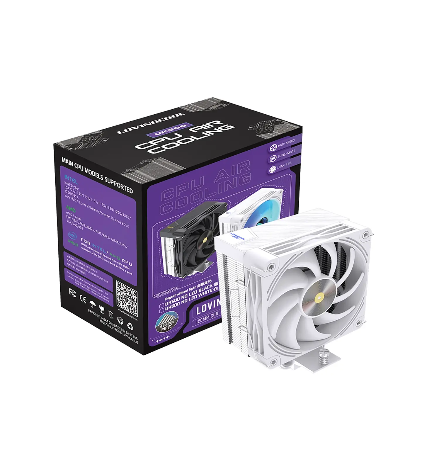 Cooler Cpu Lovingcool Uk500 5 Heatpipes 215w Pwm 120mm 2