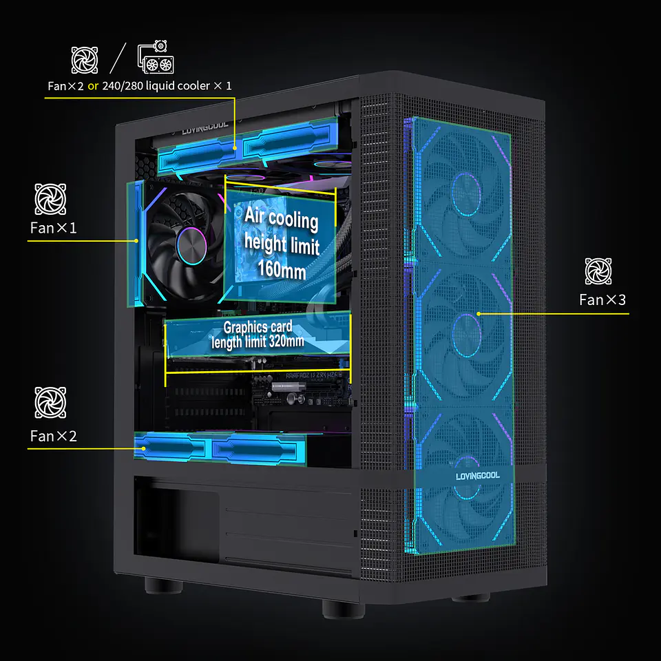 Gabinete Coreforce Full Mesh Metálico Atx Microperforado  9