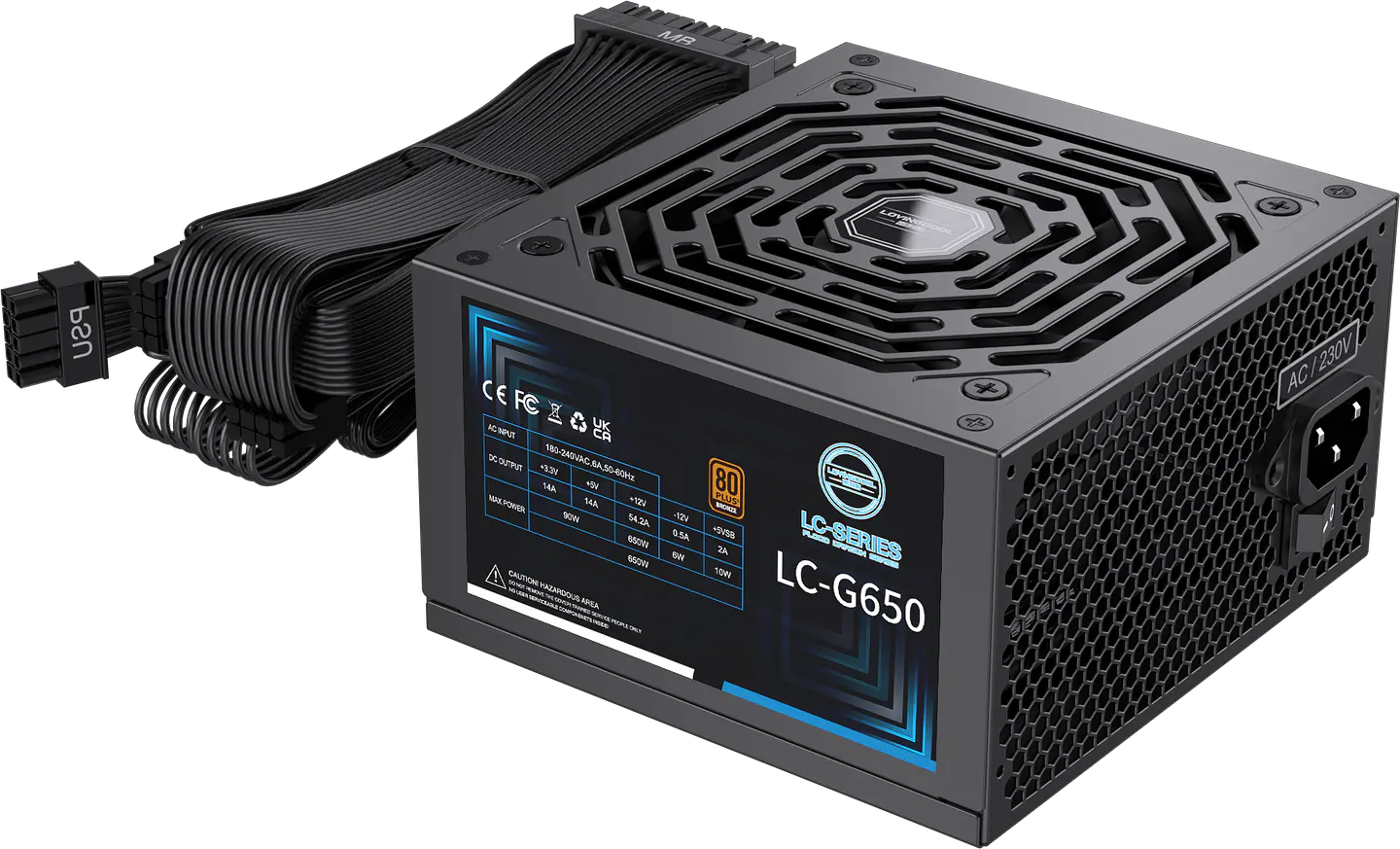 Fuente de Poder Lovingcool LC-G650 650W 80 Plus Bronze ATX para PC Gamer 4