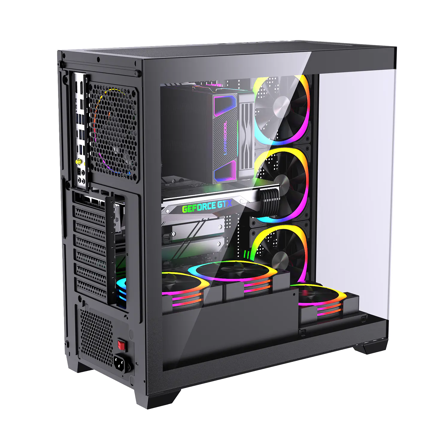 Gabinete Gamer Lovingcool A10 ATX 10 Ventiladores maximo USB 3.0– Blanco o Negro 3