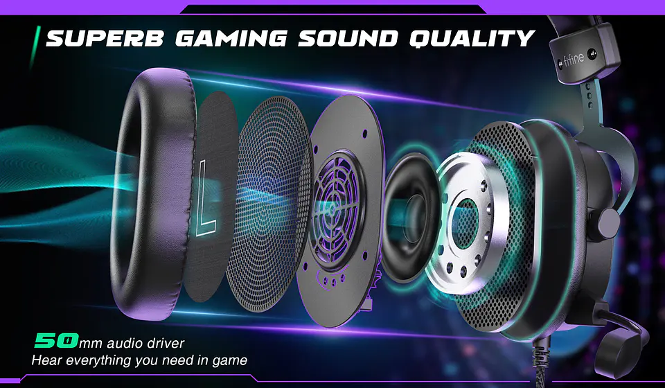 Audífonos Gamer FIFINE H9 7.1 USB/3.5mm con Micrófono Desmontable 5