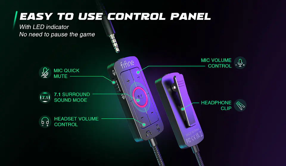 Audífonos Gamer FIFINE H9 7.1 USB/3.5mm con Micrófono Desmontable 7