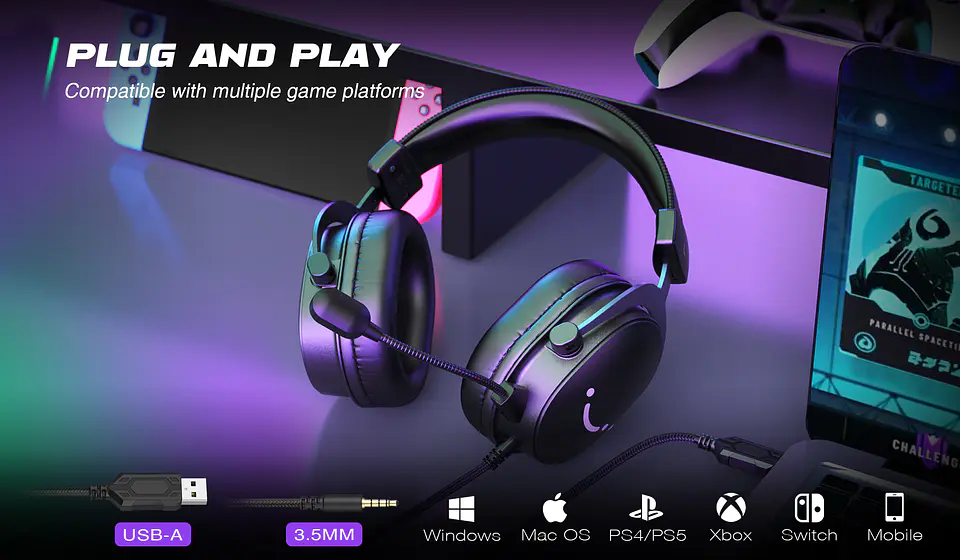 Audífonos Gamer FIFINE H9 7.1 USB/3.5mm con Micrófono Desmontable 11