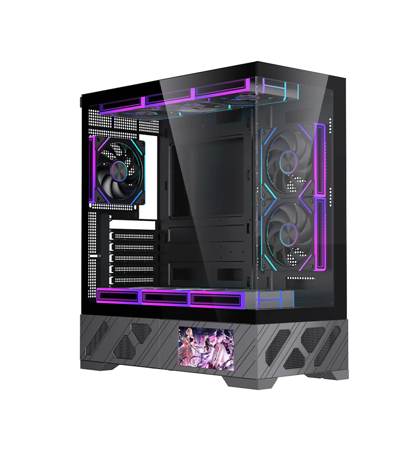Gabinete Gamer CoreForce A20 ATX con Pantalla LCD 5.5” – Vidrio Panorámico y Hasta 9 Ventiladores 1