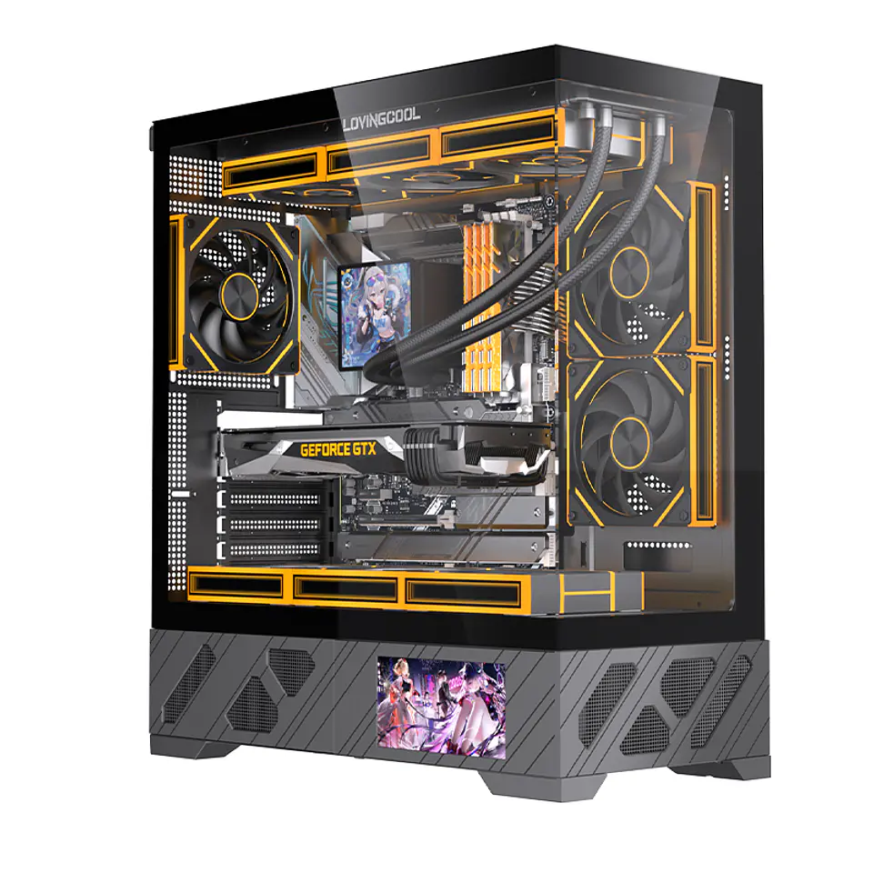 Gabinete Gamer CoreForce A20 ATX con Pantalla LCD 5.5” – Vidrio Panorámico y Hasta 9 Ventiladores 6