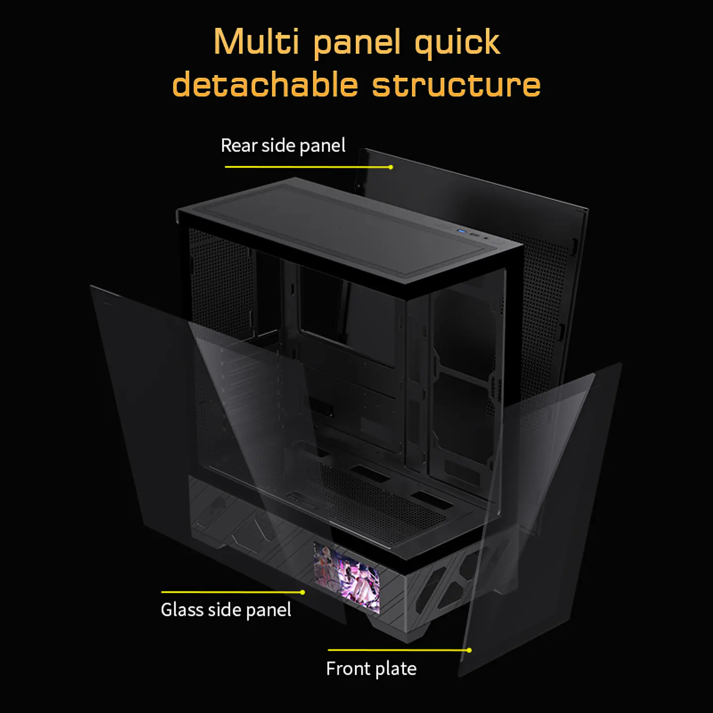 Gabinete Gamer CoreForce A20 ATX con Pantalla LCD 5.5” – Vidrio Panorámico y Hasta 9 Ventiladores 13