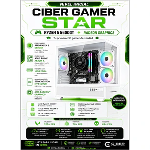 PC Gamer Ciber Star AMD Ryzen 5 5600GT 16GB RAM RGB SSD 500GB