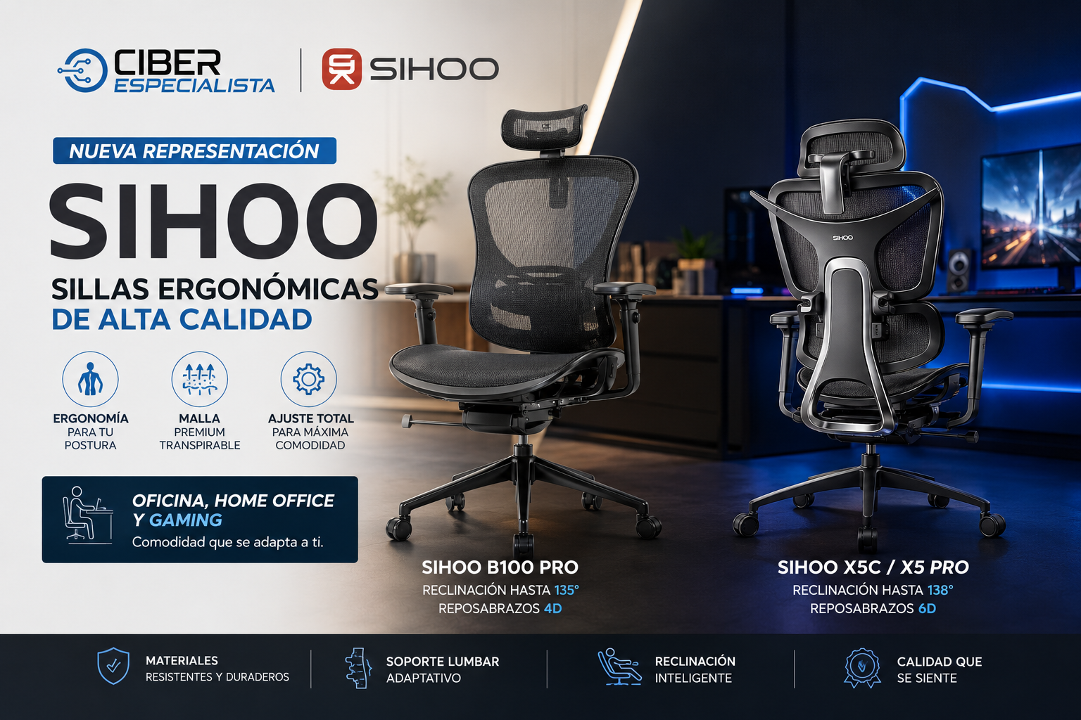 CiberEspecialista suma una nueva representación: SIHOO, sillas ergonómicas de alto nivel para oficina, home office y gaming