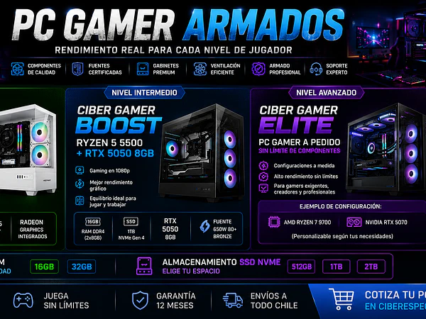 PC Gamer armados en Chile: por qué elegir CiberEspecialista para tu próximo computador gamer