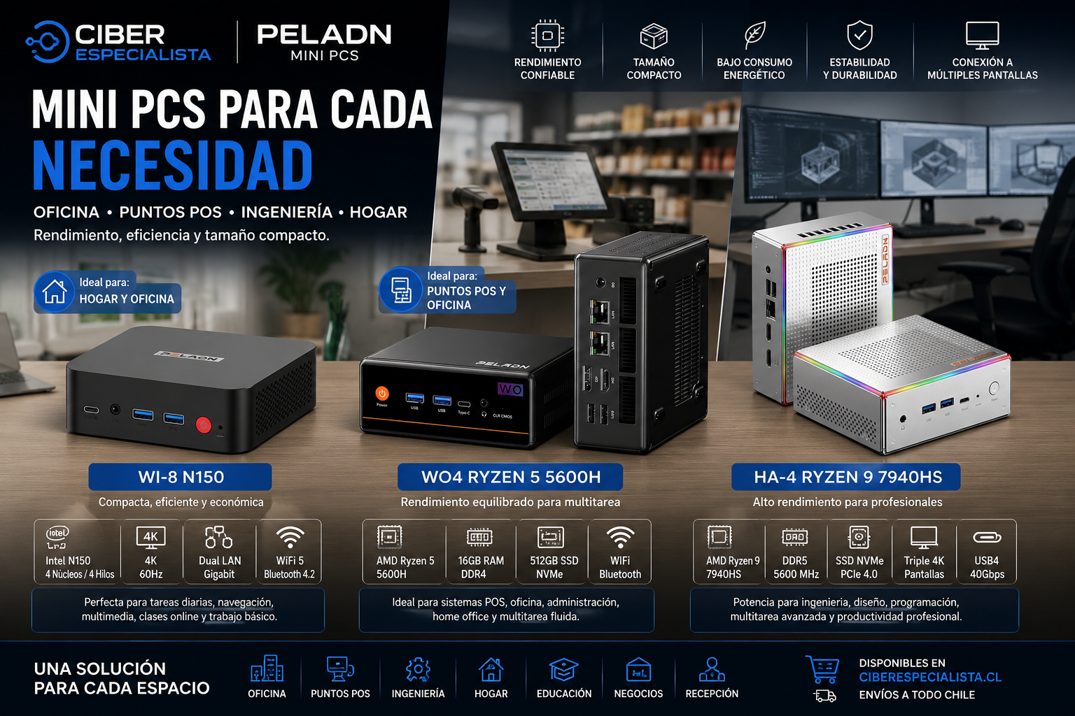 Mini PCs para oficina, puntos POS, ingeniería y hogar: computadores compactos, rápidos y eficientes para cada necesidad