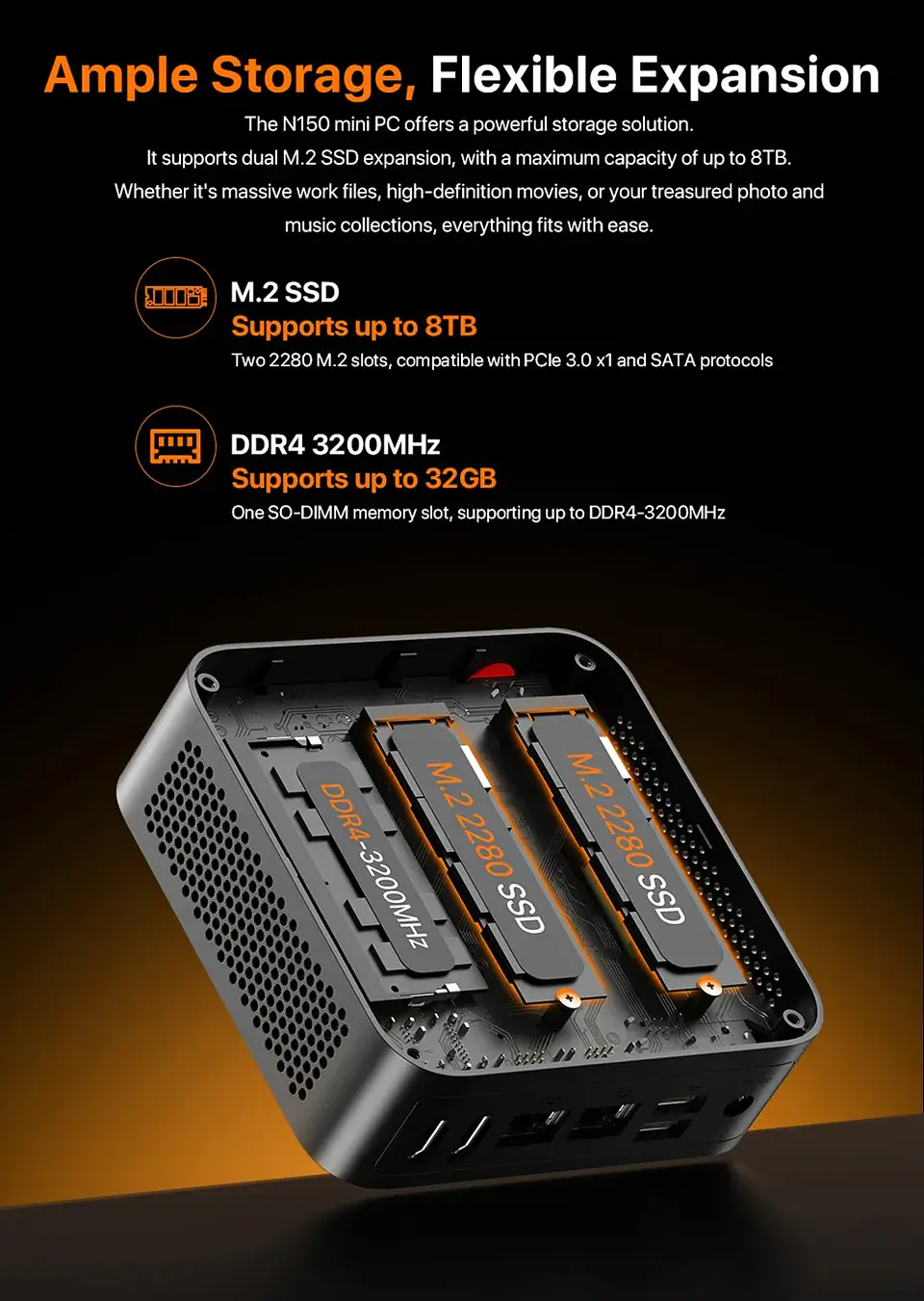 Mini PC PELADN Wi-8 Intel N150 16GB RAM 512GB SSD Windows 11 Pro, Triple Pantalla y Doble LAN 4