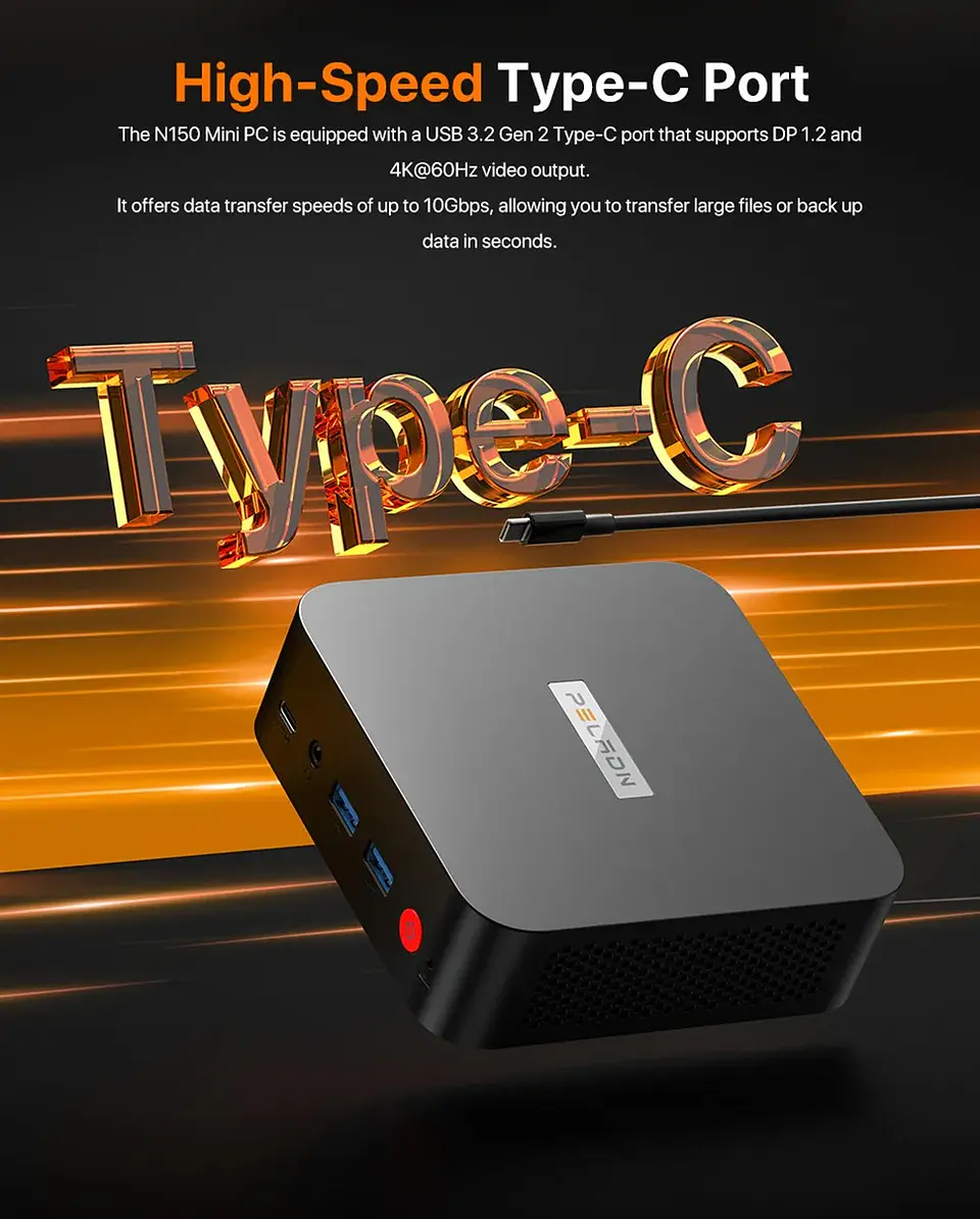 Mini PC PELADN Wi-8 Intel N150 16GB RAM 512GB SSD Windows 11 Pro, Triple Pantalla y Doble LAN 5