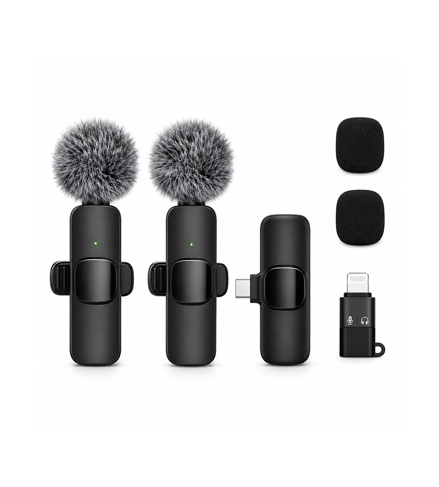 Micrófono Lavalier Inalámbrico Negro iPhone, Android 2 unidades 1