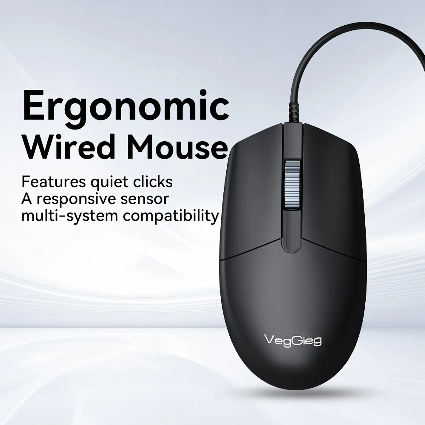 Mouse Con Cable Veggieg G005 Usb Oficina 1.8m 3 Botones 2