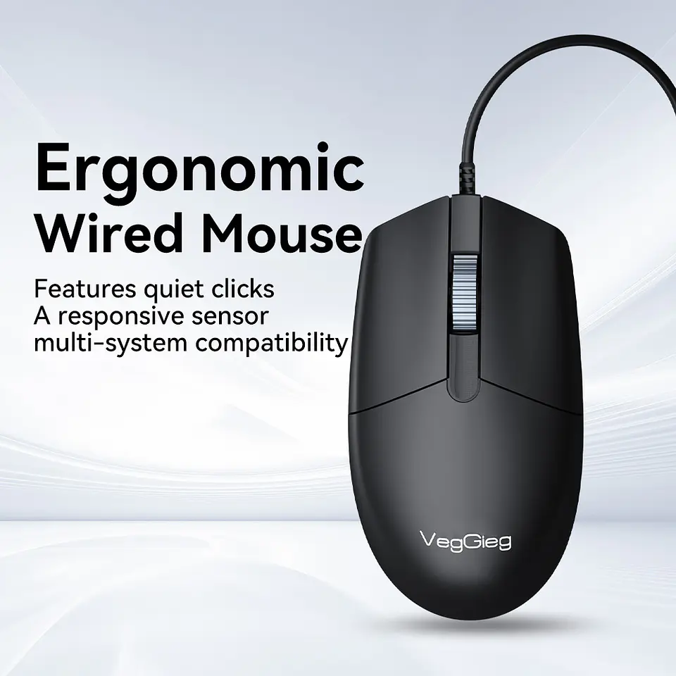 Mouse Con Cable Veggieg G005 Usb Oficina 1.8m 3 Botones 2
