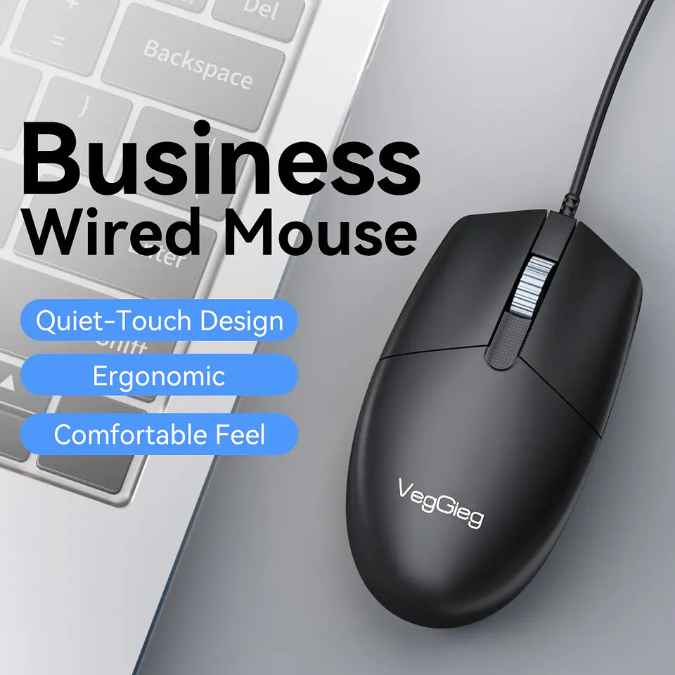 Mouse Con Cable Veggieg G005 Usb Oficina 1.8m 3 Botones 3